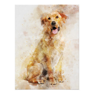 Foto Labrador Retriever Dog Watercolor Retrato 04