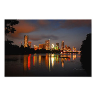 Foto Ladybird Lake Austin Texas Night Skyline