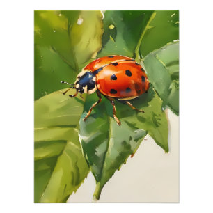 Foto Ladybug Watercolor Art - Pintado à Mão