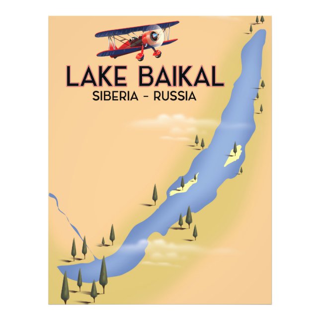Foto Lago Baikal Sibéria Cartaz de viagem russo Mapa (Frente)