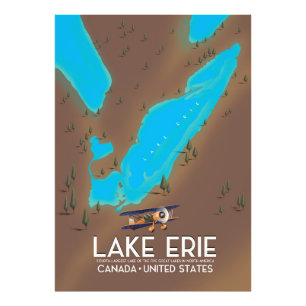 Foto Lake Erie, poster de viagens do mapa do lago dos E
