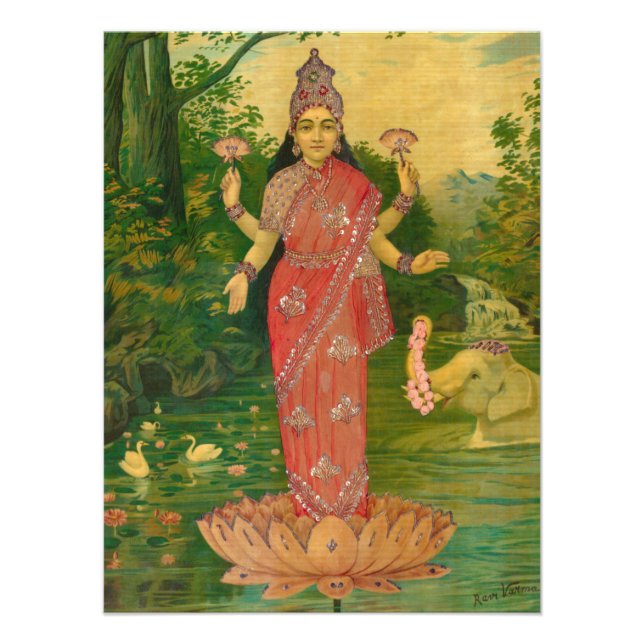 Foto Lakshmi por Raja Ravi Varma (Frente)