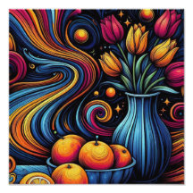 laranjas frescas e tulipas elegantes