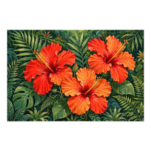 Foto Laranjas Luxuriantes Hibisco Flores Tropicais da S