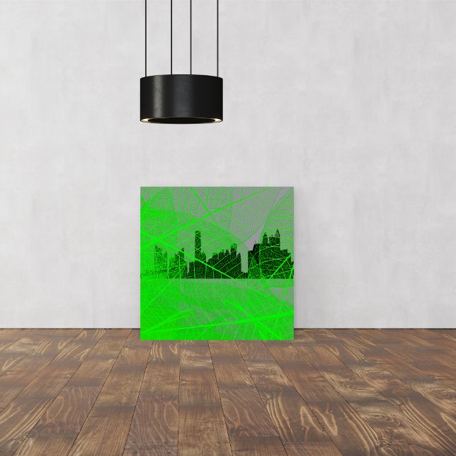 Foto Leaves veins over the city skyline - Abstract (Criador carregado)