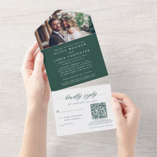 Foto legante RSVP Código QR Casamento Verde Emeral