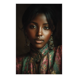 Foto Lenço de Cabeça com Retrato de Melanina Golden Glo