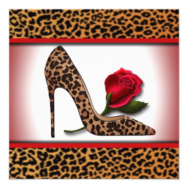 Foto Leopard Alto Heel e Rosa vermelha (Frente)