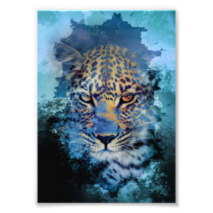 Foto Leopardo Azul Abstrato