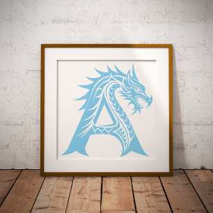 Foto Letra A Estilizada com Dragão, Alfabeto de Dragão,
