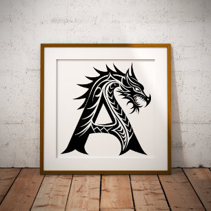 Foto Letra A Estilizada com Dragão, Alfabeto de Dragão,