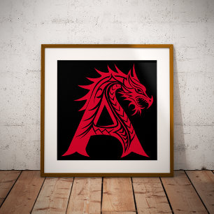 Foto Letra A Estilizada com Dragão, Alfabeto de Dragão,
