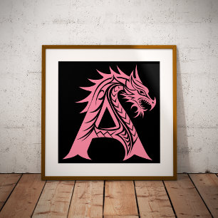 Foto Letra A Estilizada com Dragão, Alfabeto de Dragão,