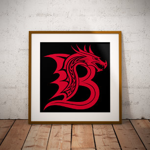 Foto Letra B Estilizada com Dragão, Alfabeto de Dragão,