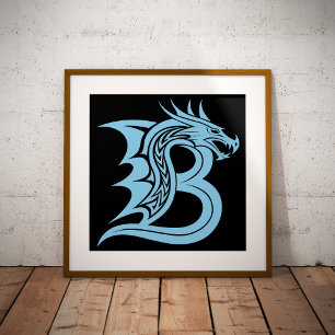 Foto Letra B Estilizada com Dragão, Alfabeto de Dragão,
