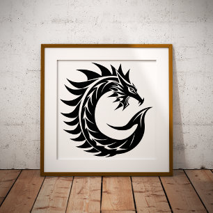 Foto Letra C Estilizada com Dragão, Alfabeto de Dragão,