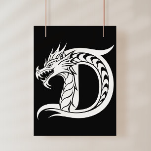 Foto Letra D Estilizada com Dragão, Alfabeto de Dragão,
