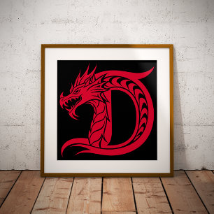 Foto Letra D Estilizada com Dragão, Alfabeto de Dragão,