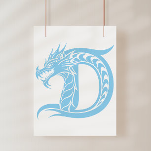Foto Letra D Estilizada com Dragão, Alfabeto de Dragão,