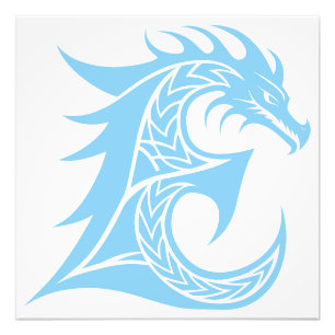 Foto Letra E Estilizada com Dragão, Alfabeto de Dragão,