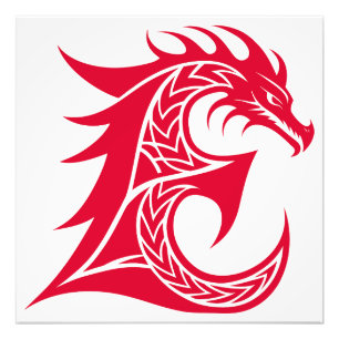 Foto Letra E Estilizada com Dragão, Alfabeto de Dragão,