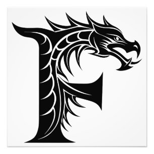 Foto Letra F Estilizada com Dragão, Alfabeto de Dragão,