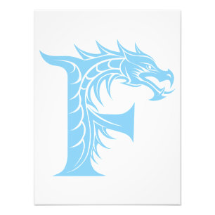 Foto Letra F Estilizada com Dragão, Alfabeto de Dragão,