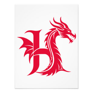Foto Letra H Estilizada com Dragão, Alfabeto de Dragão,