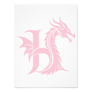 Foto Letra H Estilizada com Dragão, Alfabeto de Dragão,