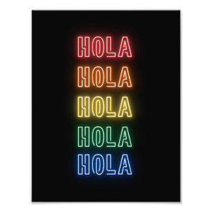Foto Letreiro Neon Estilo Hola Repetindo Impressão Arco