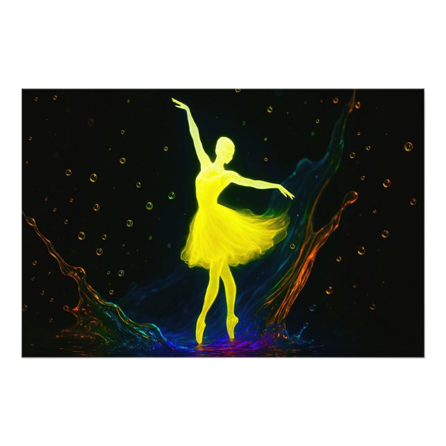 Foto Leuchtende Ballerina in Farbiger Wassersymphonie (Frente)