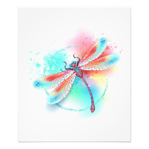 Foto Libélula vermelha em fundo de aquarela