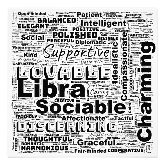 Foto Libra Zodiac Word Cloud Inspiration Glossy (Frente)