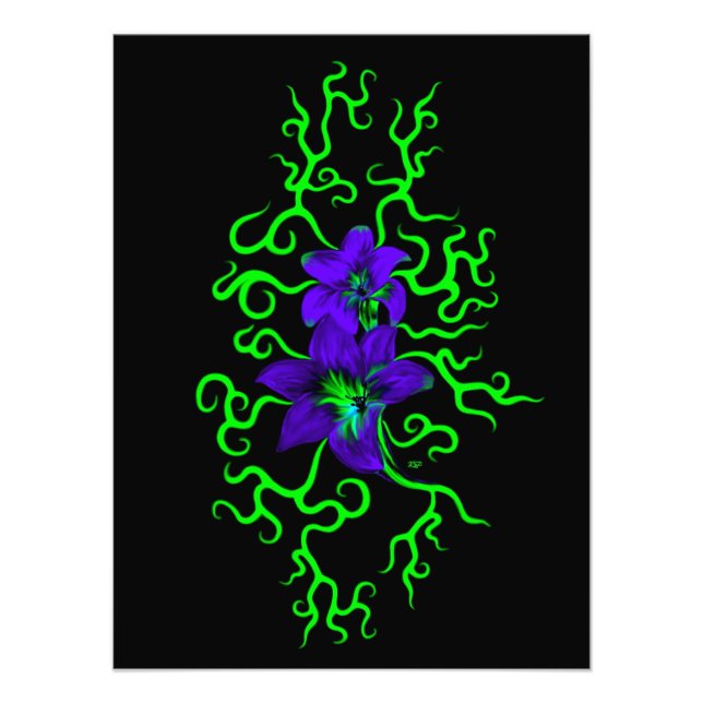 Foto Lily Roxa Flor a preto (Frente)