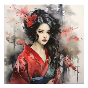 Foto Linda pintura de tinta Geisha