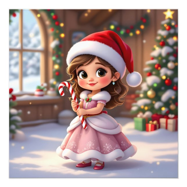 Foto Linda princesinha com chapéu de Natal (Frente)