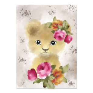 Foto Lion Baby Lion Watercolor