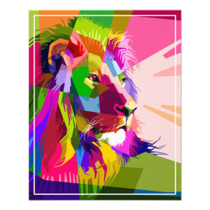 Foto Lion Colorful Pop Prismatic Art Design-6250
