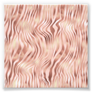 Foto Listras de Zebra Animal Rosa Brilhante Dourado Bro
