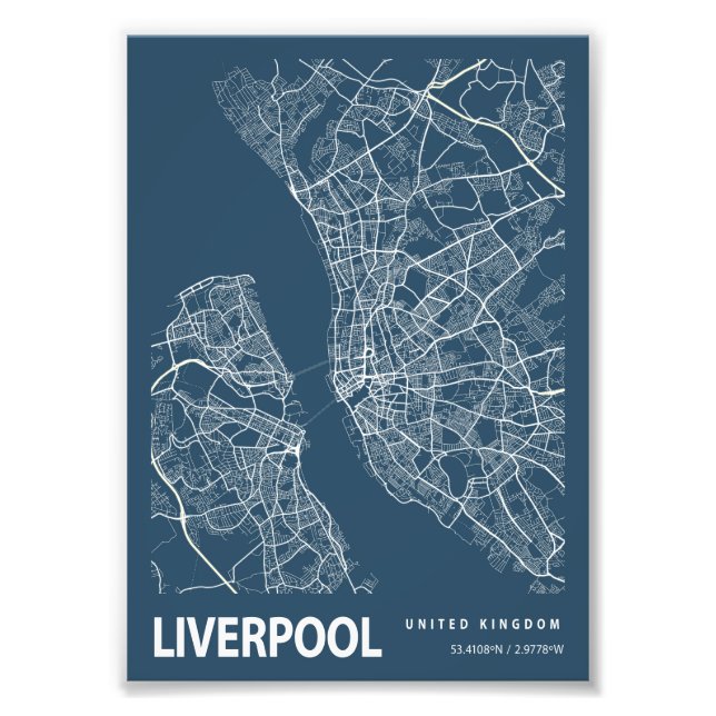 Foto Liverpool - Mapa da Cidade Blueprint no Reino Unid (Frente)