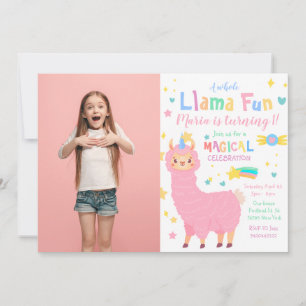 Foto Llamacorn Rosa Llama Convite de Aniversário