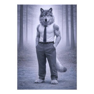 Foto Lobo em Traje Formal Minimalista – Porto da Flores