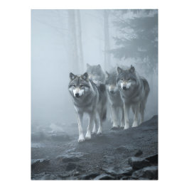 Foto Lobos Cinzentos em Névoa Espessa
