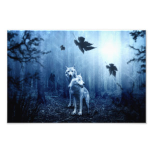 Foto Lobos na Floresta no amanhecer