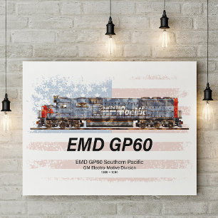 Foto Locomotiva diesel EMD GP60 e bandeira americana