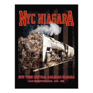 Foto Locomotiva NYC Niagara a vapor com bandeira americ