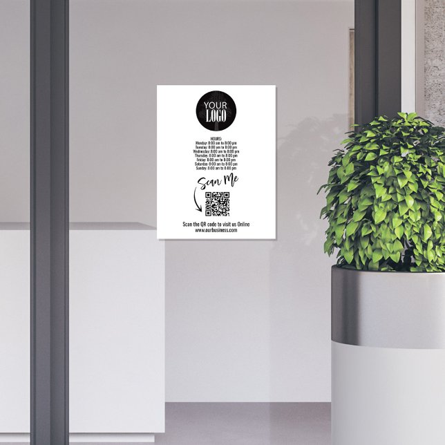 Foto Logotipo comercial - Sinal de código QR minimalist (Business add your logo sign.)