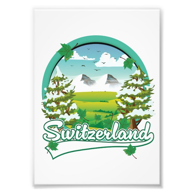 Foto logotipo de viagem retrô da Suíça (Frente)