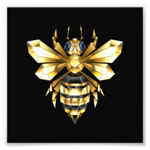 Foto Logotipo Faux Gold Foil Polygonal da Abelha em Pre