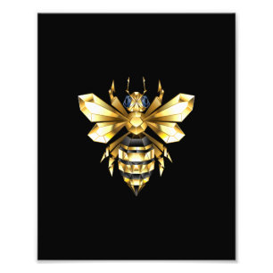 Foto Logotipo Faux Gold Foil Polygonal da Abelha em Pre